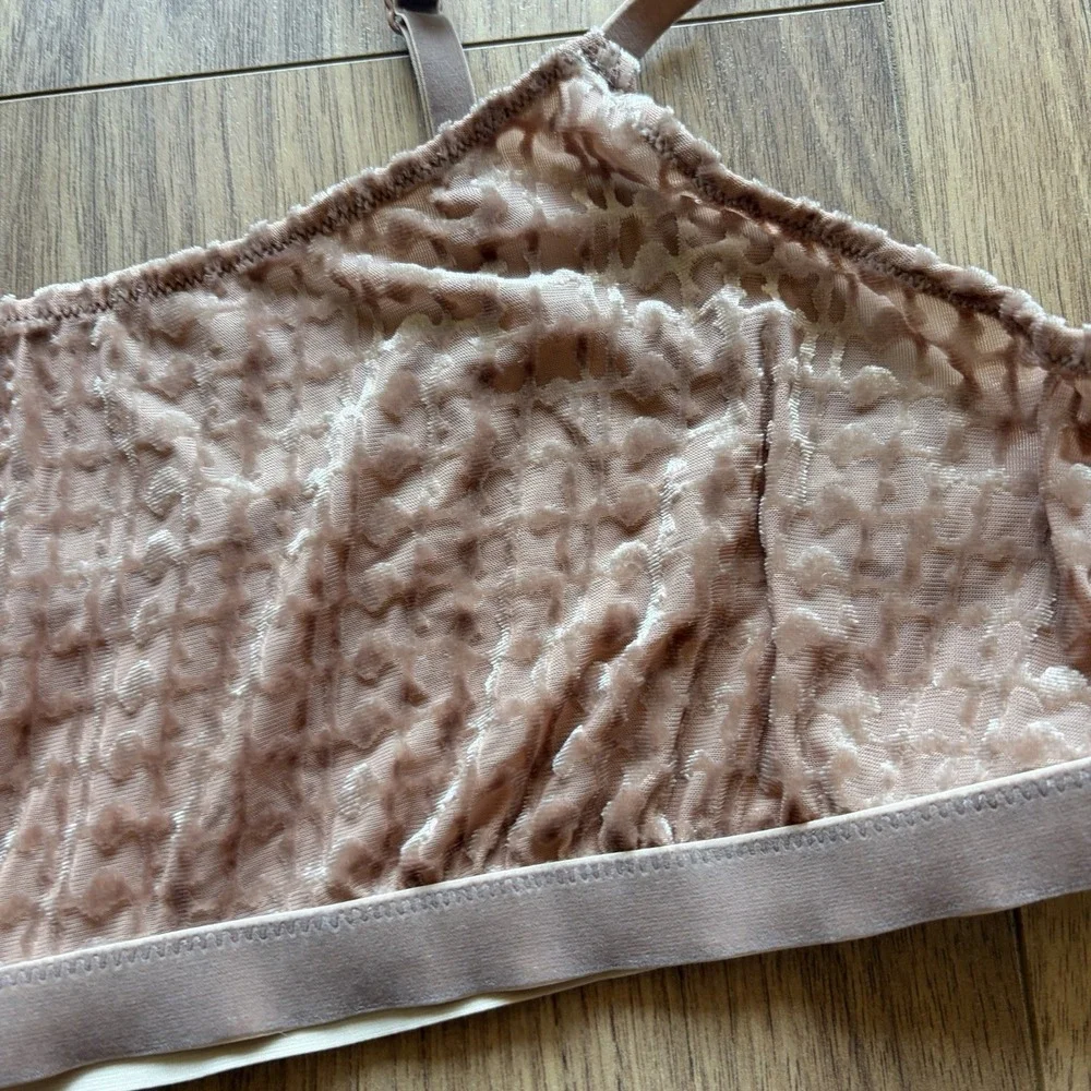 SKIMS Velvet Logo Scoop Bralette Chai Women's X Large - Picture 2 of 5